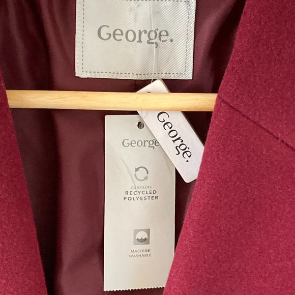 BNWT George Women's Asda Plum Burgundy Coat Size 14 - Picture 15 of 16